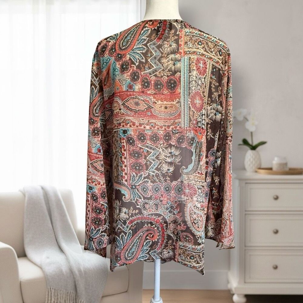 Lane Bryant Semi Sheer Boho Scarf Top Tunic Sz 18/20 2X - Picture 7 of 14